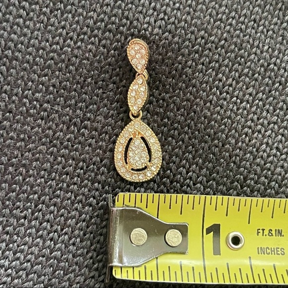 Gold Tone And Crystal Pear Shaped Drop Earrings - Picture 4 of 9